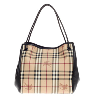 Burberry Knots Tote Haymarket Coated Canvas and Leather Small