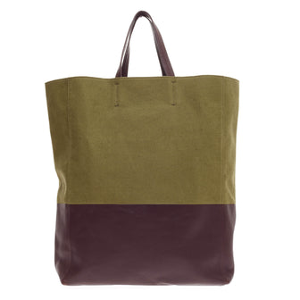Celine Vertical Bi-Cabas Tote Canvas and Leather
