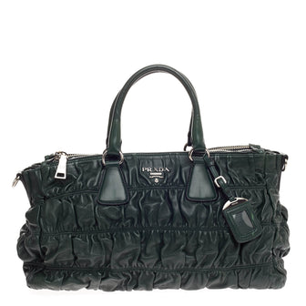 Prada Gaufre Double Zip Convertible Tote Nappa Leather Large
