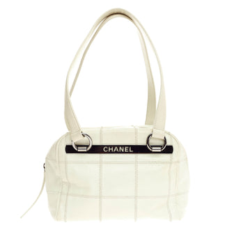 Chanel Square Stitch Bowler Quilted Caviar Small