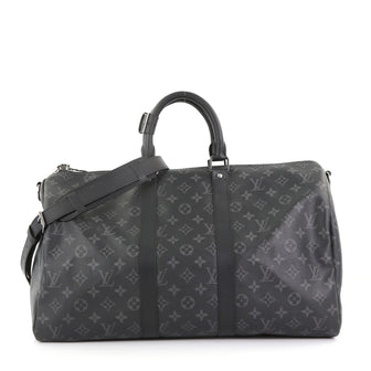 Louis Vuitton Keepall Bandouliere Bag Monogram Eclipse Canvas 45 Black 389101