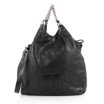 Chanel Rodeo Drive Hobo Perforated Leather Large Black