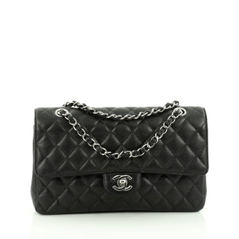 Chanel Classic Double Flap Bag Quilted Caviar Medium black