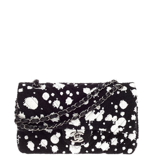 Chanel Splatter Paint Classic Double Flap Tweed Medium