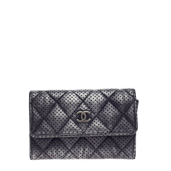 Chanel CC Card Holder Quilted Perforated Leather