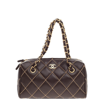 Chanel Surpique Chain Bowler Quilted Leather Small