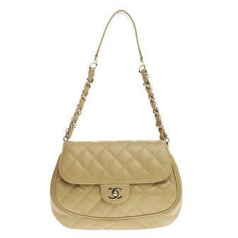 Chanel Vintage Round Classic Flap Quilted Caviar Medium