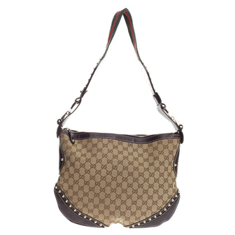 Gucci Pelham Web Hobo Studded GG Canvas Medium