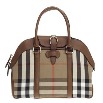 Burberry Milverton Convertible Tote House Check and Leather Medium