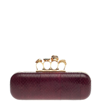 Alexander McQueen Knuckle Box Clutch Snakeskin Long