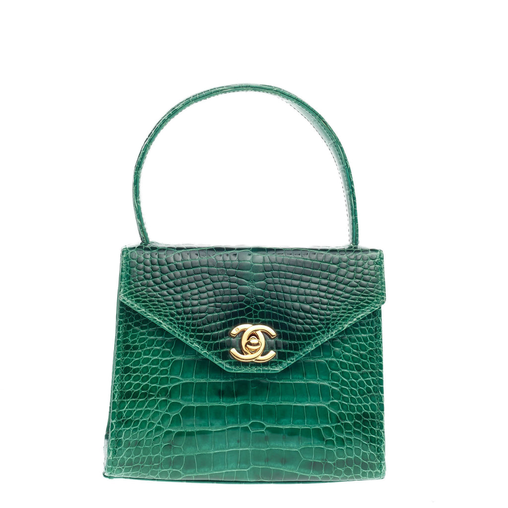 Puruti Alligator Shoulder Bag Dark Green Small Flap Bag