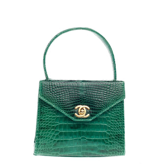 Chanel Vintage Top Handle Flap Bag Crocodile Mini