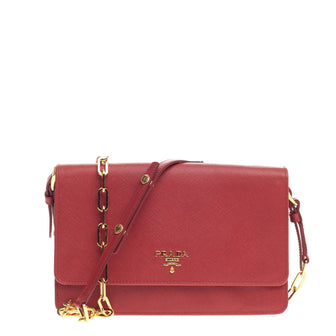 Prada Chain Wallet Crossbody Saffiano Leather 