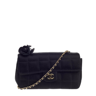 Chanel Camellia Chocolate Bar Flap Quilted Satin Mini
