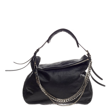 Jimmy Choo Biker Bag Embossed Leather Large