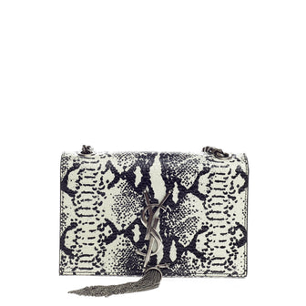 Saint Laurent Classic Monogram Tassel Crossbody Snakeskin Embossed Leather Small
