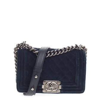 Chanel Boy Flap Quilted Velvet Small