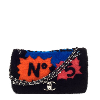 Chanel No. 5 Comic Flap Shearling with Quilted Lambskin Medium