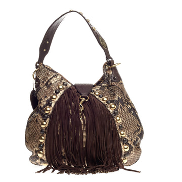 Gucci Fringe Babouska Convertible Hobo Python Large