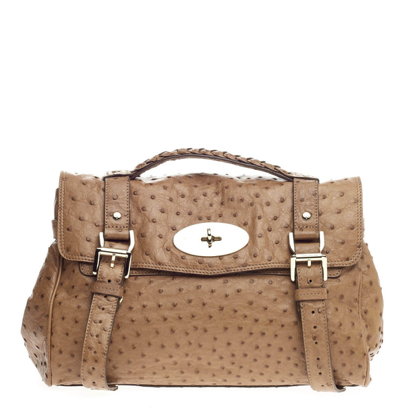 Mulberry Brown Ostrich Leather Alexa Satchel Bag Mulberry