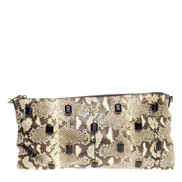 Prada Pietre Shoulder Bag Embellished Python Large