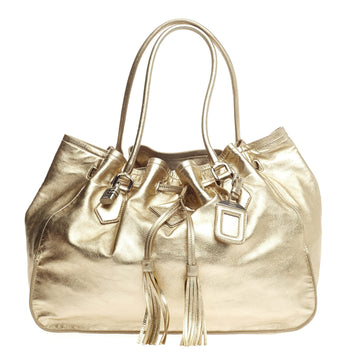 Prada Drawstring Tassel Tote Leather