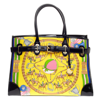 Ralph Lauren Collection Spectator Tote Printed Silk And Patent Large