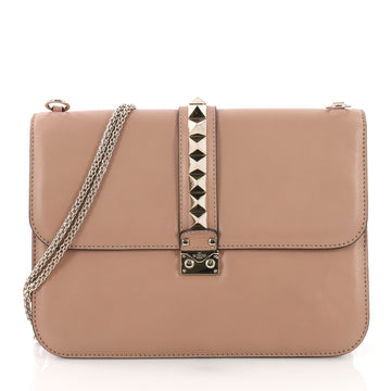 Valentino Model: Glam Lock Shoulder Bag Leather Large Neutral 37359/1