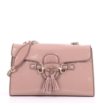 Gucci Emily Chain Flap Bag Guccissima Patent Medium Pink 2794902