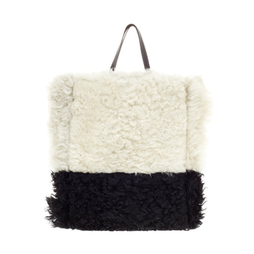 Celine Horizontal Cabas Tote Two Tone Shearling