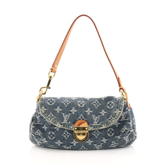 Louis Vuitton Pleaty Handbag Denim Mini Blue 3079204